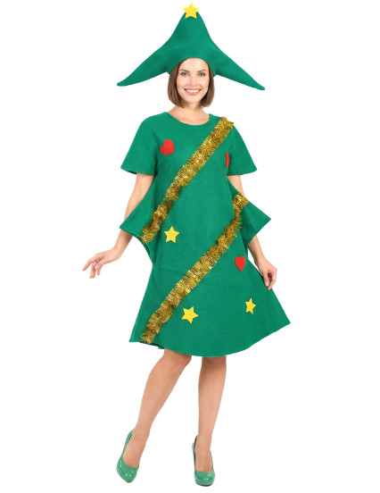 Déguisement sapin décoré humoristique femme Noël 1