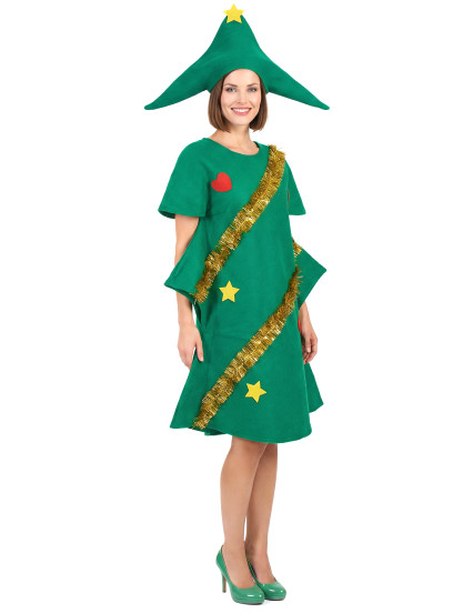 Déguisement sapin décoré humoristique femme Noël 2