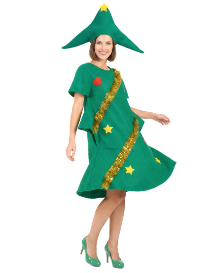 Déguisement sapin décoré humoristique femme Noël 3