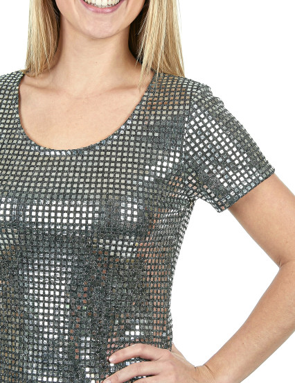 Déguisement robe disco argentée femme 6
