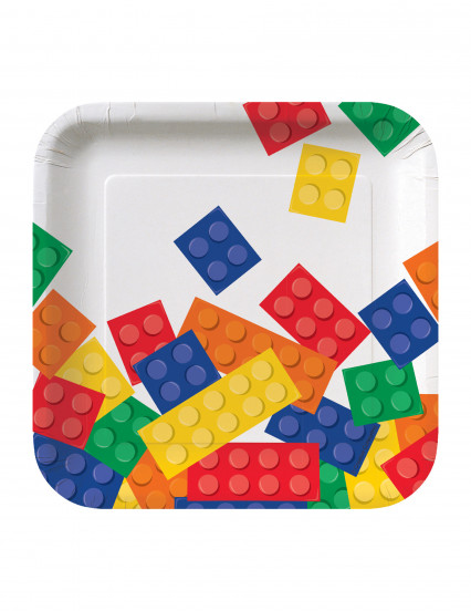 8 petites assiettes en carton jeu de construction carrées 18 cm 1
