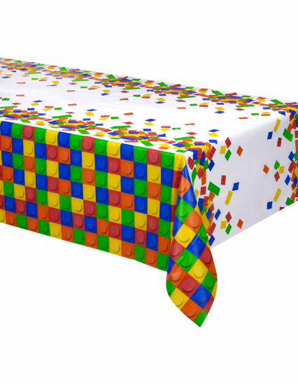 Nappe en plastique jeu de construction 137 x 260 cm anniversaire 1