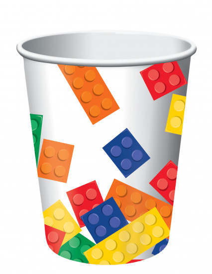 8 gobelets en carton jeu de construction 266ml blocs colorés 1