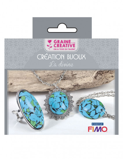 Kit création de bijoux parure pierres turquoises 12,5 x 13 cm la divine 1