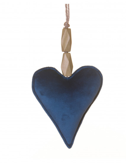 Suspension cœur en velours bleu marine 15 cm pour Noël 1