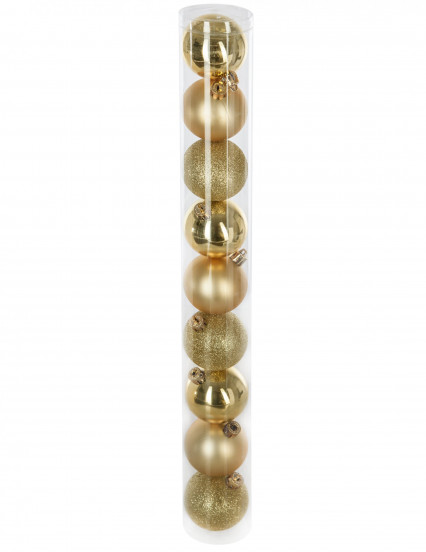 9 boules de Noël dorées 6 cm aux finitions variées 1