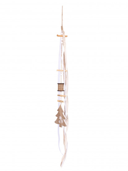 Suspension en bois sapin jute et dentelle 90 cm, style chalet 1