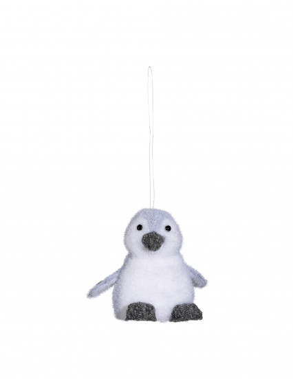 Suspension pour sapin pingouin 11 cm à paillettes argentées 1