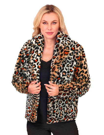 Veste en peluche léopard femme 1