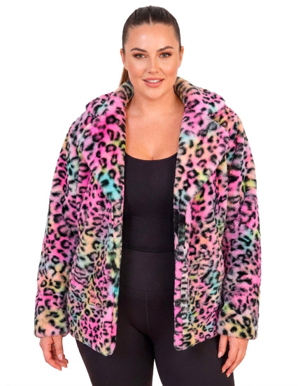 Veste en peluche léopard multicolore femme 2