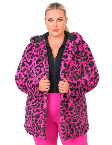 Veste à capuche léopard rose adulte 5
