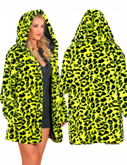 Veste à capuche léopard jaune adulte 3