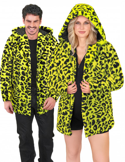Veste à capuche léopard jaune adulte 4
