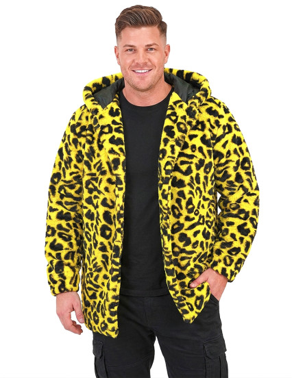 Veste à capuche léopard jaune adulte 5