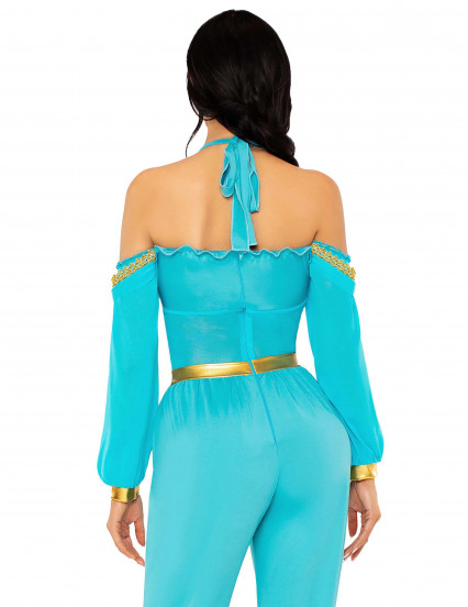 Déguisement princesse orientale bleue et or femme 2
