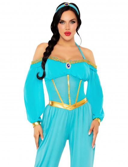 Déguisement princesse orientale bleue et or femme 4