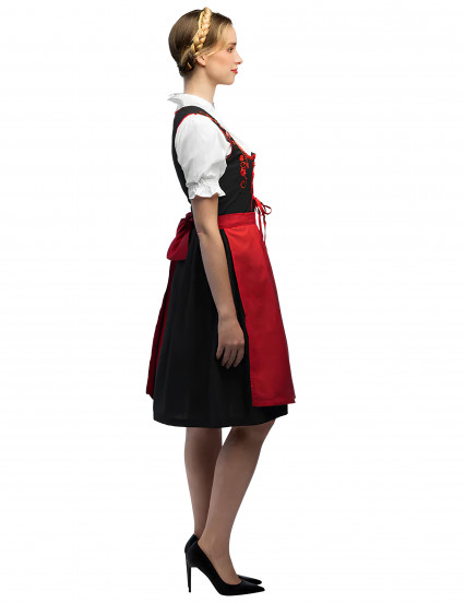 Déguisement Bavaroise noir à broderies rouges femme 4
