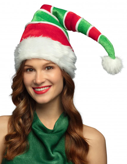 Bonnet de Noël rayé rouge et vert adulte 2