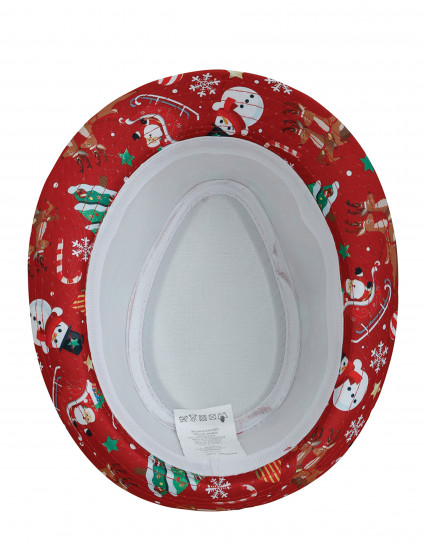 Borsalino rouge à motifs de Noël adulte 5
