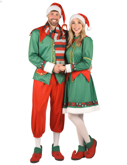 Déguisement de couple elfes de Noël luxe adulte 1