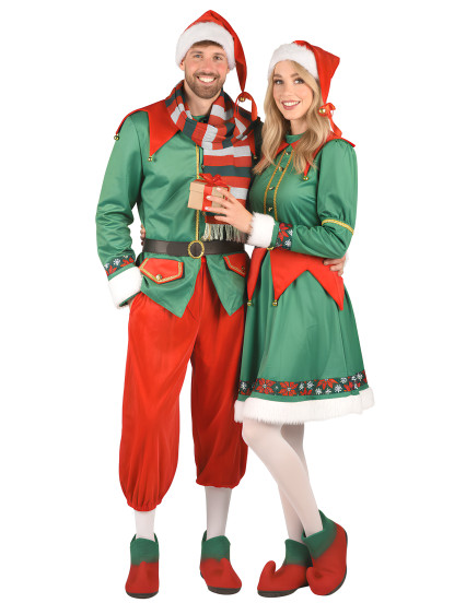Déguisement de couple elfes de Noël luxe adulte 2