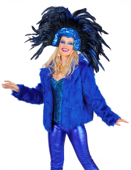 Manteau en fausse fourrure bleu foncé adulte 4