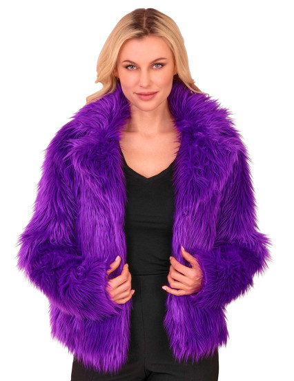 Manteau en fausse fourrure violet adulte 1