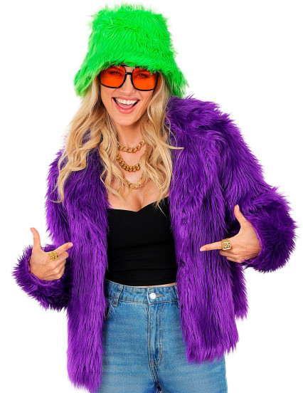 Manteau en fausse fourrure violet adulte 6