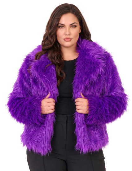 Manteau en fausse fourrure violet adulte 7