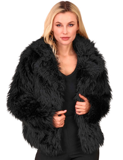 Manteau en fausse fourrure noir adulte 2
