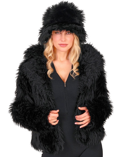 Manteau en fausse fourrure noir adulte 3