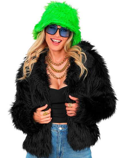 Manteau en fausse fourrure noir adulte 6