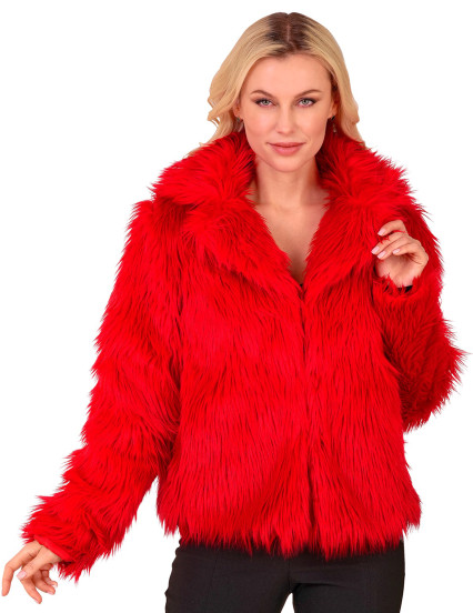 Manteau en fausse fourrure rouge adulte 1