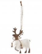 Suspension en bois renne avec fourrure 11 cm pour sapin